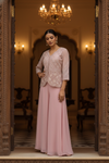 Pink Net Readymade Sharara Set With Net Dupatta