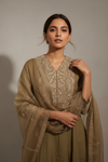 Chikoo Cotton Readymade Sharara Set With Organza Dupatta