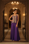 Wine Chinon Readymade Sharara Set With Chinon Dupatta