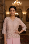 Pink Net Readymade Sharara Set With Net Dupatta