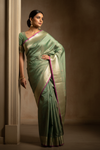 Flow In Freshness With Sea Green Banarasi Silk Saree With Unstitched Blouse
