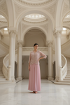 Pink Net Readymade Sharara Set With Net Dupatta