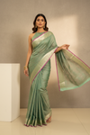 Flow In Freshness With Sea Green Banarasi Silk Saree With Unstitched Blouse