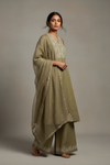 Chikoo Cotton Readymade Sharara Set With Organza Dupatta