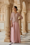 Pink Net Readymade Sharara Set With Net Dupatta