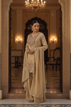 Peach Organza Readymade Sharara Set With Organza Dupatta