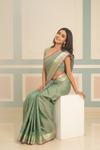 Flow In Freshness With Sea Green Banarasi Silk Saree With Unstitched Blouse