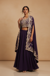 Wine Dola Readymade and Sharara Set With Shrug