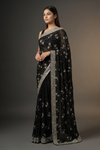 Black Georgette Embroidered Saree With Unstitched Blouse