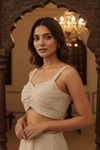 Tussar Georgette Readymade Short Top Sharara Set With Shrug