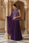 Wine Georgette Readymade Sharara Set With Georgette Dupatta
