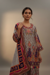 Grey Crepe Readymade Sharara Set With Crepe Dupatta