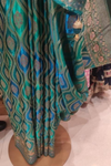 Soft Hues Rama Banarasi Silk Saree With Unstitched Blouse