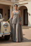 Olive Shimmer Readymade Sharara Set With Shimmer Dupatta