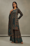 Mint Green Crepe Readymade Sharara Set With Crepe Dupatta
