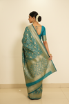 Soft Hues Rama Crepe Silk Saree With Unstitched Blouse