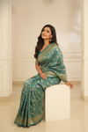 Soft Hues Rama Crepe Silk Saree With Unstitched Blouse