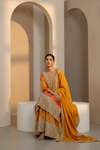 Sunshine Charm Mustard Chinon Readymade Sharara Set With Chinon Dupatta