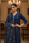 Royal Blue Dola Readymade Suit & Palazzo Pant With Tissue Dupatta