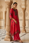 Rani Crepe Readymade Suit & Palazzo Pants With Chiffon Dupatta