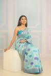 Timelessly Yours Sky Blue Banarasi Silk Saree With Unstitched Blouse