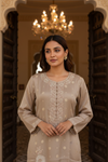 Tussar Shimmer Readymade Suit & Palazzo Pant With Chinon Dupatta