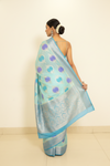 Timelessly Yours Sky Blue Banarasi Silk Saree With Unstitched Blouse
