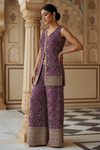 Purple Georgette Readymade Sharara Set With Chinon Dupatta