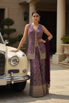 Purple Georgette Readymade Sharara Set With Chinon Dupatta