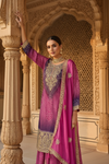 Draped in Royalty Purple Chinon Readymade Sharara Set With Chinon Dupatta
