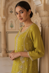 Parrot Shimmer Readymade Sharara Set With Chinon Dupatta