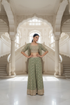 Mint Green Shimmer Embroidered Readymade Sharara Set With Shrug