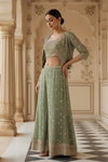 Mint Green Shimmer Embroidered Readymade Sharara Set With Shrug