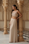 Tussar Georgette Readymade Short Top Sharara Set With Shrug