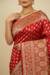 Heritage Heirloom Maroon Banarasi Silk Saree With Unstitched Blouse