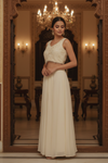 Off White Georgette Readymade Short Top Sharara Set With Shrug