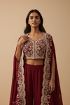 Maroon Dola Readymade and Sharara Set With Shrug