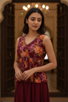 Wine Georgette Readymade Sharara Set With Georgette Dupatta