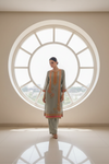 Olive Shimmer Readymade Suit & Palazzo Pants With Shimmer Dupatta
