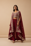 Maroon Dola Readymade and Sharara Set With Shrug