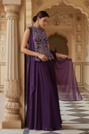 Wine Georgette Readymade Sharara Set With Georgette Dupatta
