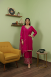 Rani Dola Readymade Sharara Set With Organza Dupatta
