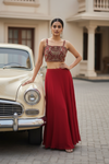 Rani Georgette Readymade Short Top Sharara Set With Shrug
