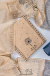 Tussar Grey Cotton Unstitched Salwar Suit With Cotton Dupatta