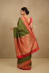 Celebrate Tradition In Mehndi Banarasi Silk Saree With Unstitched Blouse