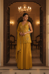 Mustard Georgette Readymade Sharara Set With Georgette Dupatta