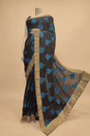 Black Georgette Embroidered Saree With Unstitched Blouse