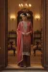Dark Gajari Shimmer Readymade Suit & Palazzo Pant With Shimmer Dupatta