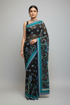 Black Georgette Embriodered Saree With Unstitched Blouse