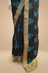 Black Georgette Embroidered Saree With Unstitched Blouse